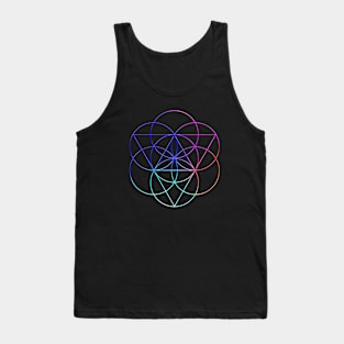 Neon Geometric Glyph Mandala Sigil Rune Sign Seal Cool Blue and Violet  - 352 Tank Top